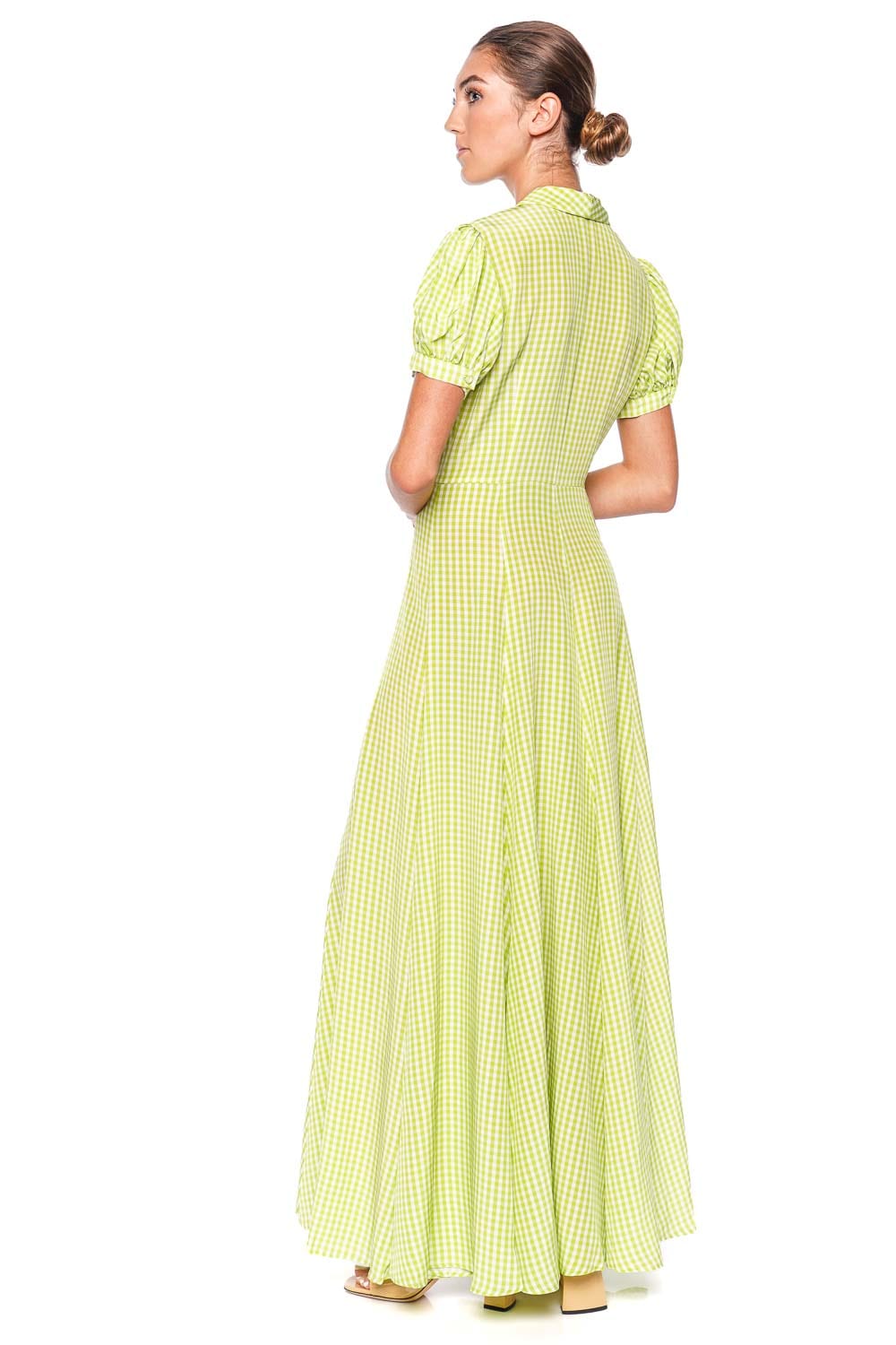 Bel Silk Gingham Maxi Shirt Dress