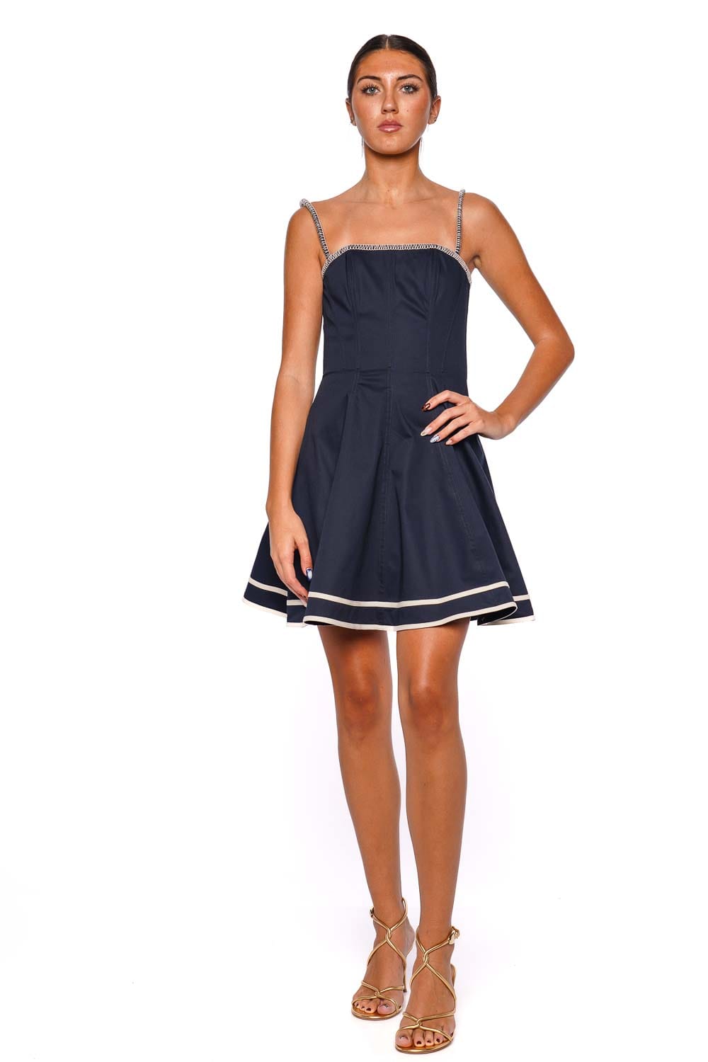 Armoa a ti Navy Embroidered Mini Dress