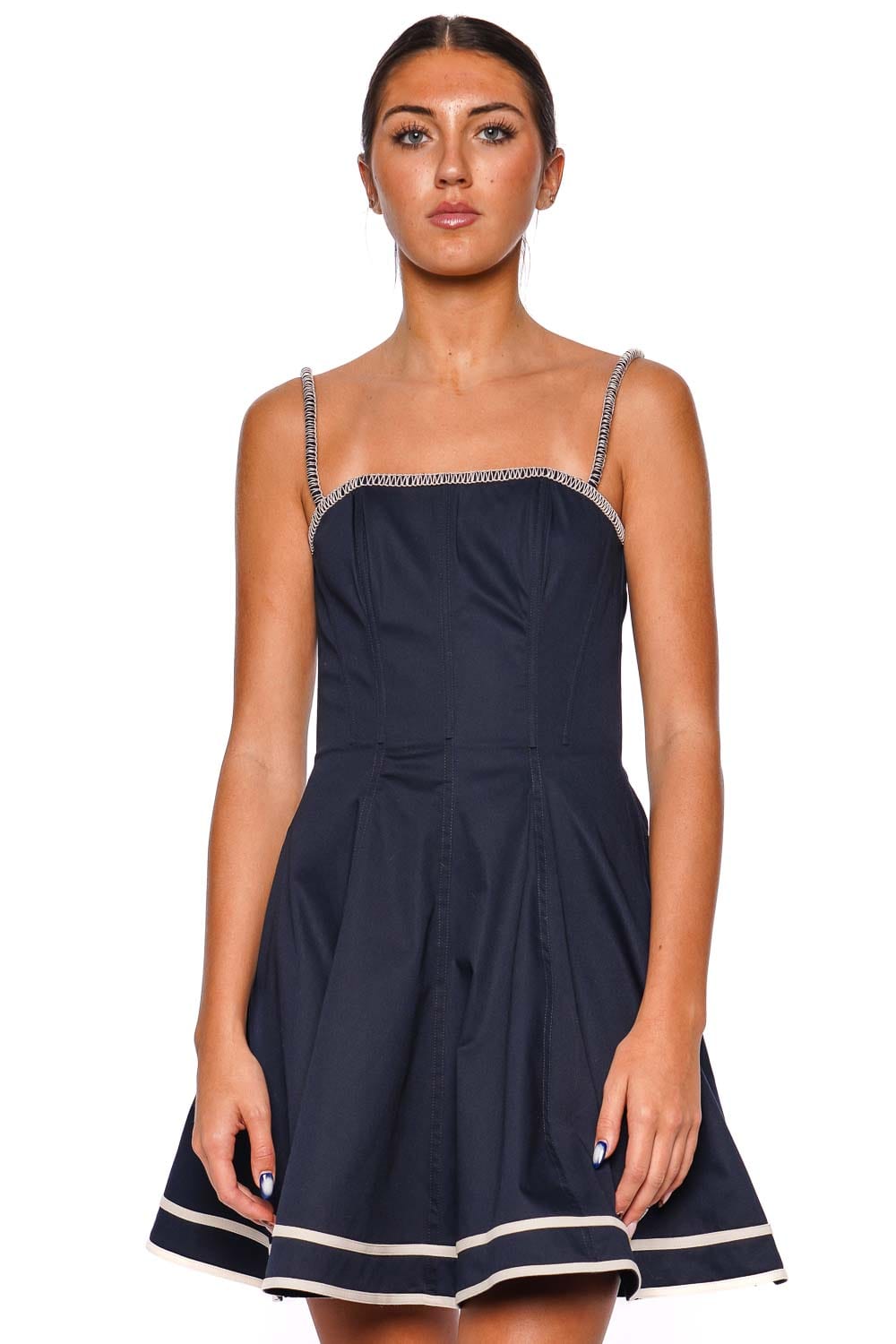Armoa a ti Navy Embroidered Mini Dress