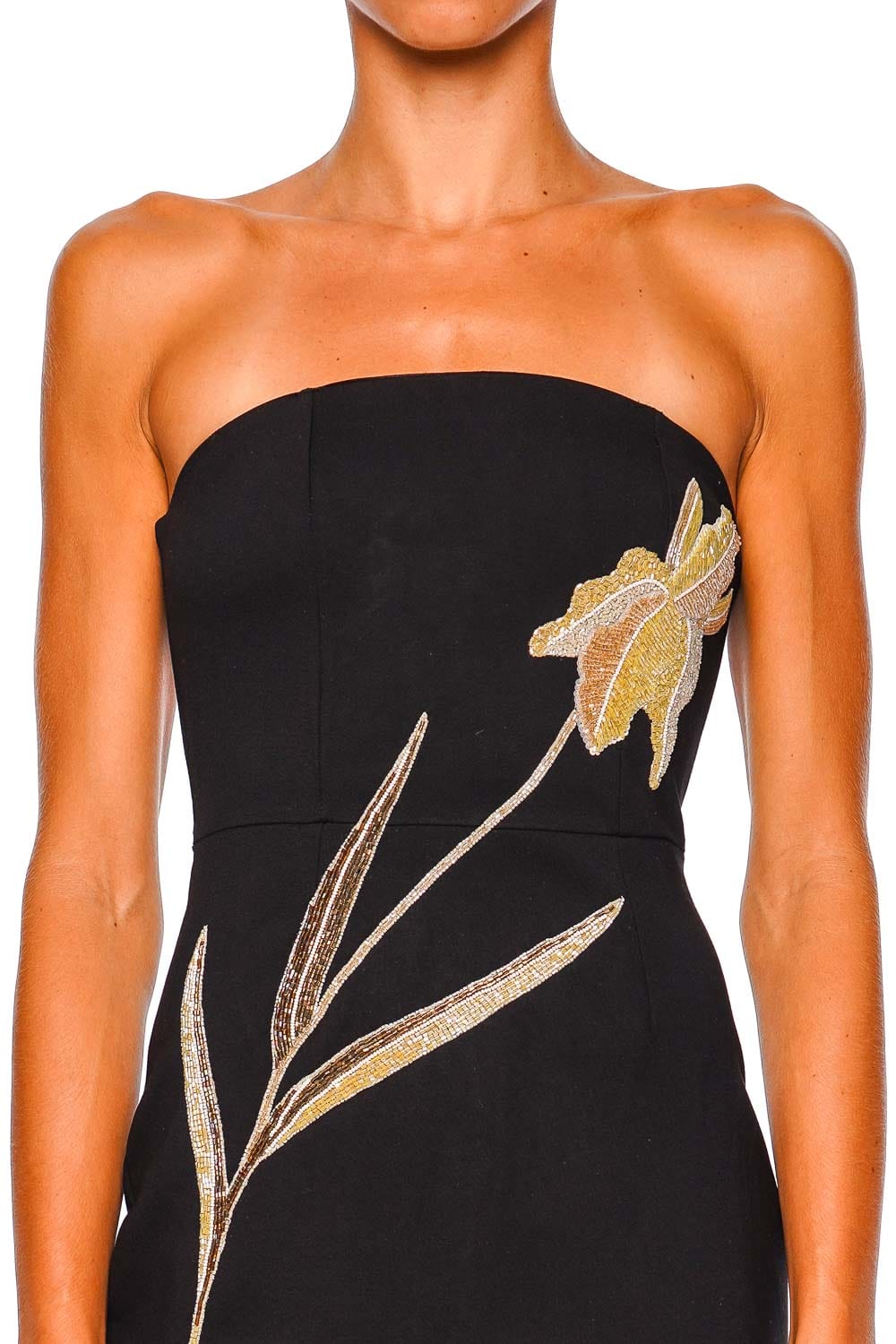 Brooke Night Iris Embroidered Strapless Midi Dress