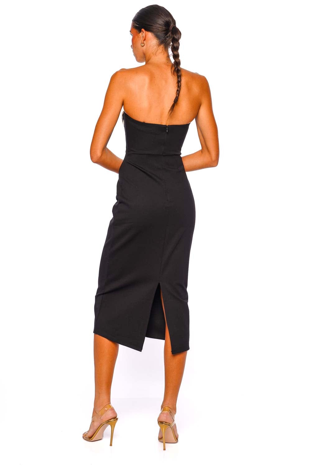 Brooke Night Iris Embroidered Strapless Midi Dress