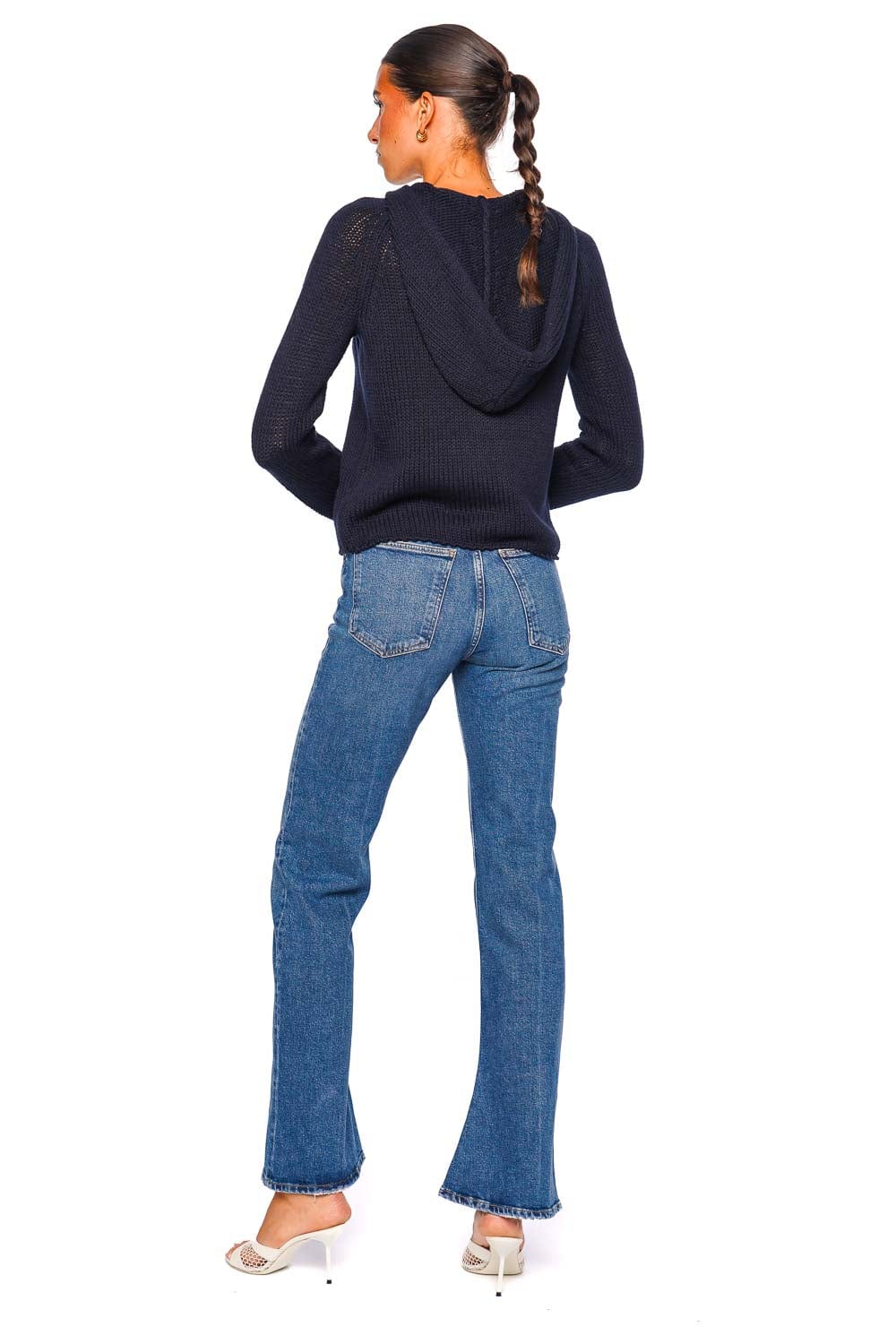Bear Navy Knit Zip Up Hoodie