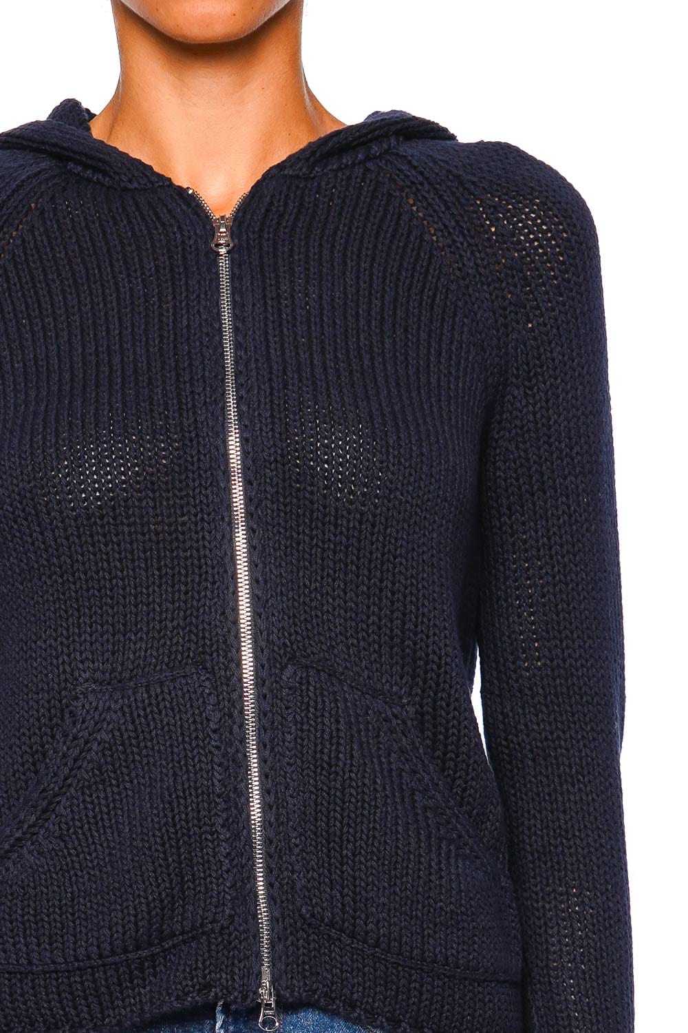 Bear Navy Knit Zip Up Hoodie