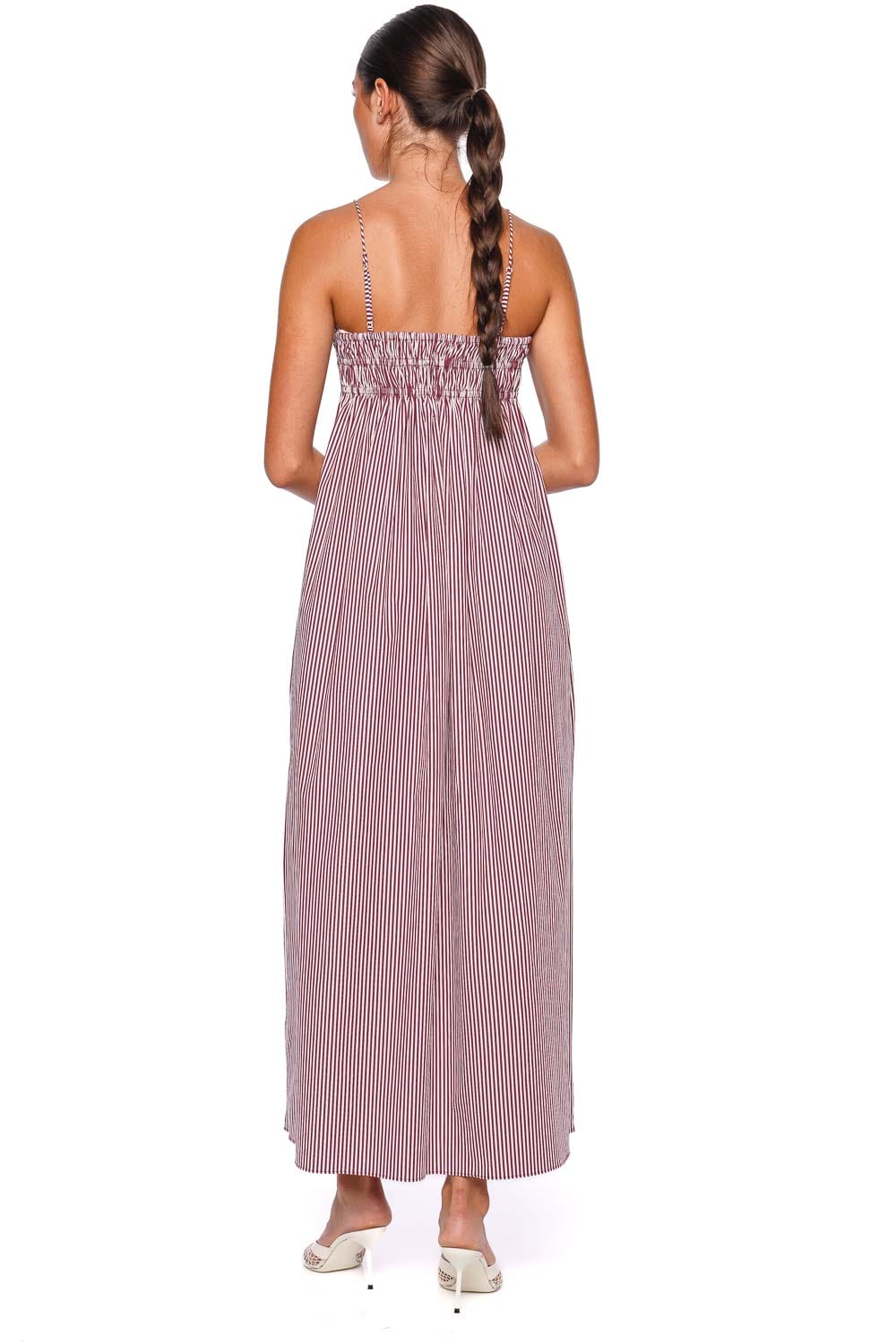 Birgit Burgundy Stripe Gathered Maxi Dress