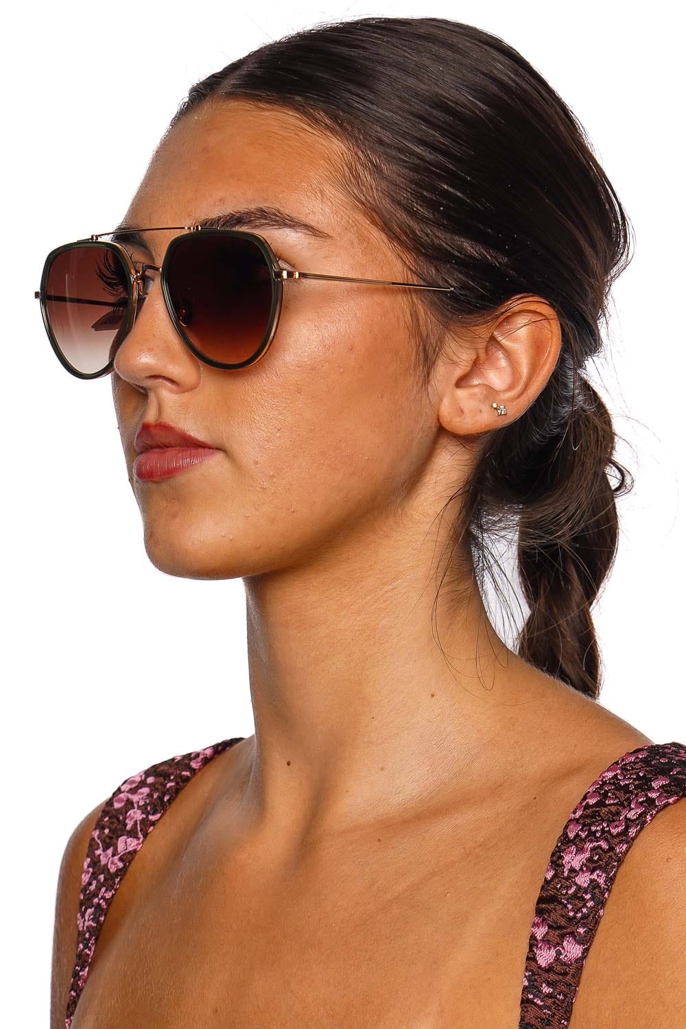 Baker Zulu Bottle Green 18K Aviator Sunglasses