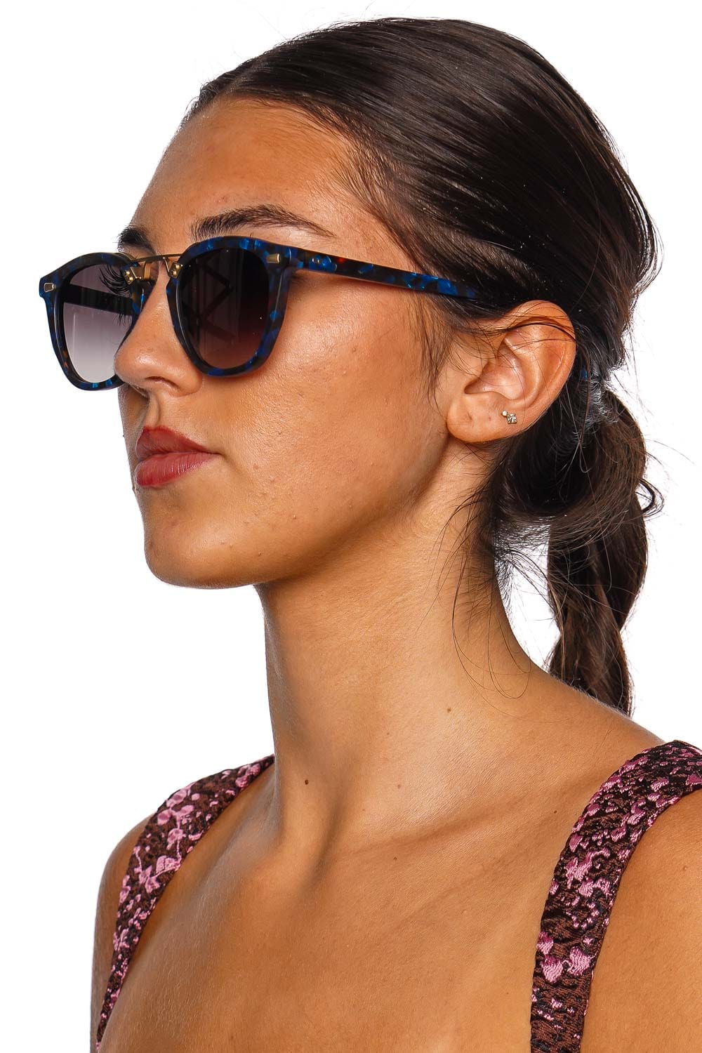 Beau II Matte Blue Steel 18K Sunglasses