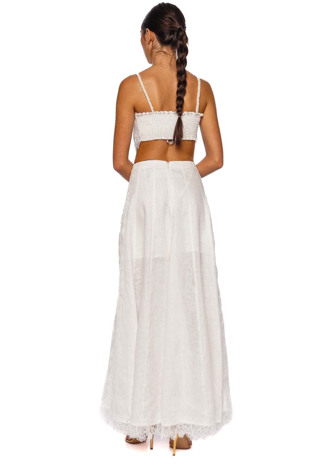 Amanecer White Lace Trim Crop Top
