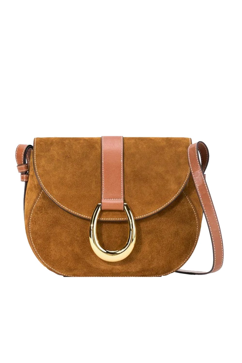 Bella Saddle Tan Suede Crossbody Bag