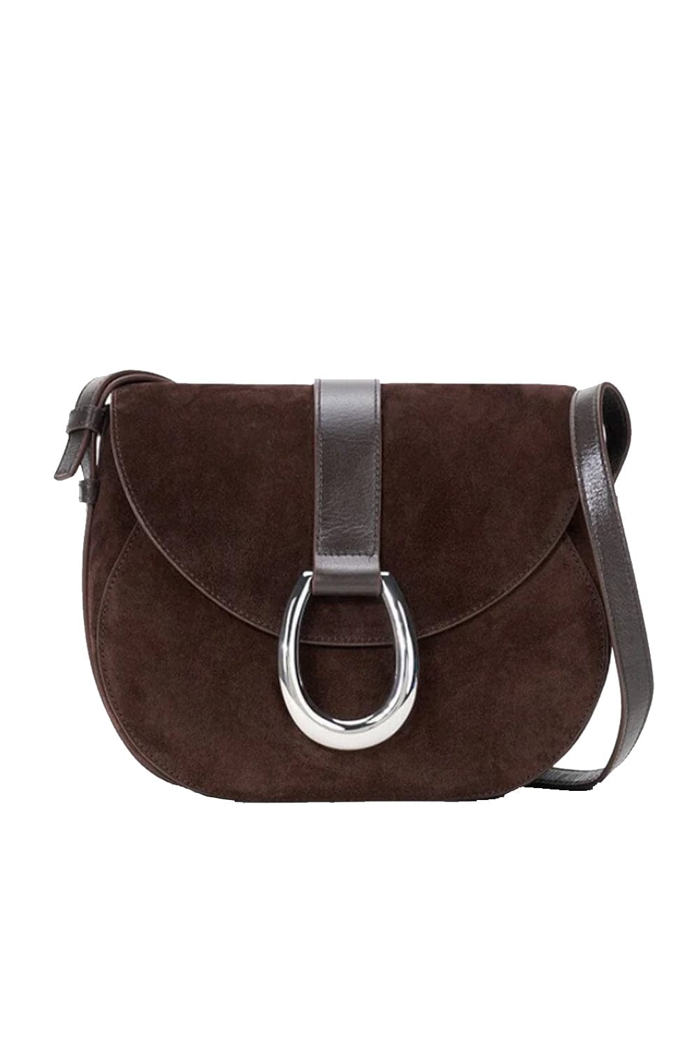 Bella Truffle Suede Leather Saddle Bag