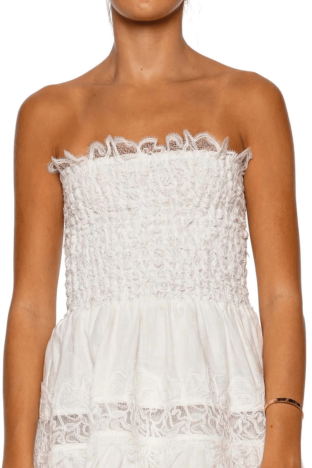 Brisa White Strapless Lace Mini Dress
